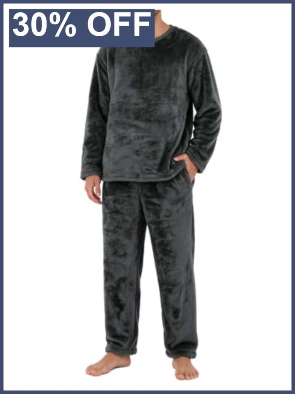 Men's Fleece Winter Pajama Set Warm Loungewear Big Tall 2-Piece Relaxed Fit
